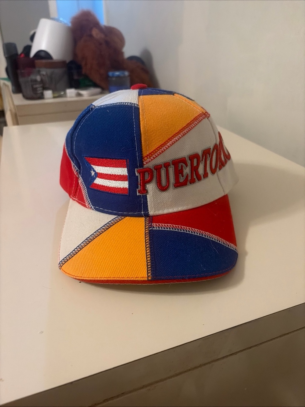 Puerto Rico, City Hunter Brand Baseball Cap in Red, Blue, Yellow. One Size. Y2K
